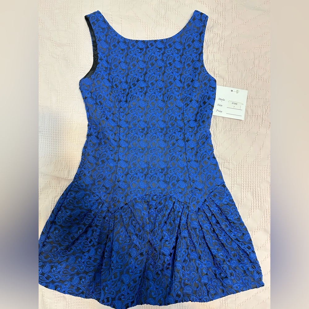 Size 7 Girls Navy/Black Party Dress
